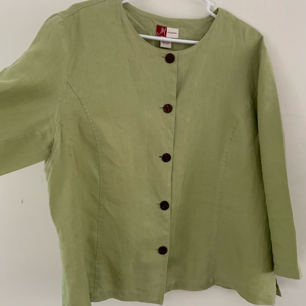 JM Collection Sz 16 Linen 3/4 Sleeve Cardigan Gently Loved - Picture 3 of 7